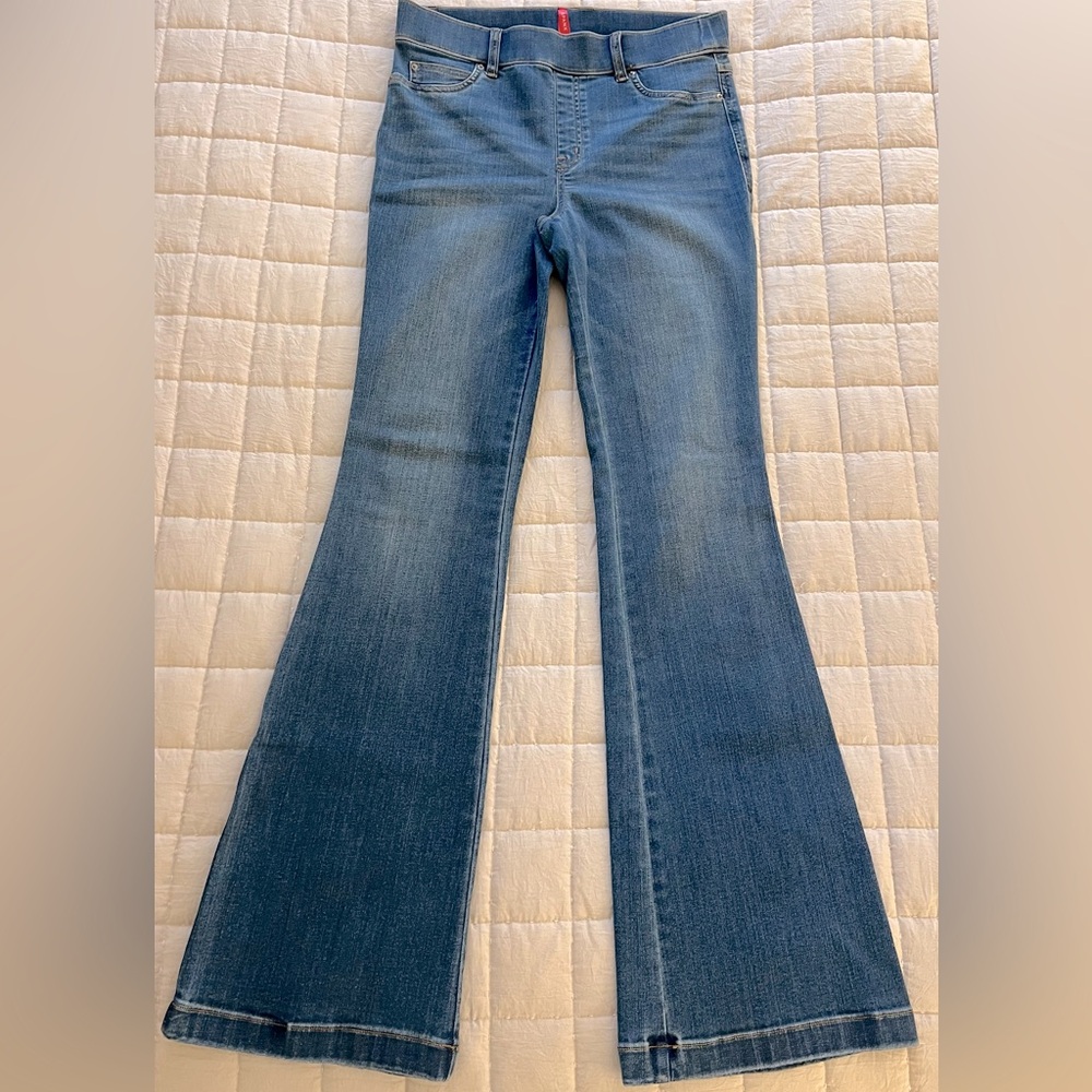 Spanx flare jeans, medium wash, size M